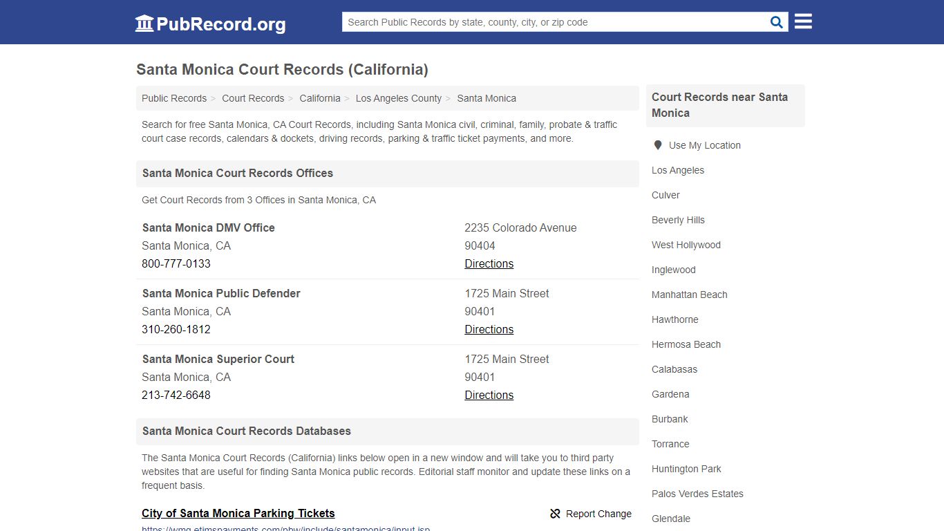 Free Santa Monica Court Records (California Court Records)